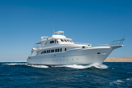 Luxury motor yacht at sea