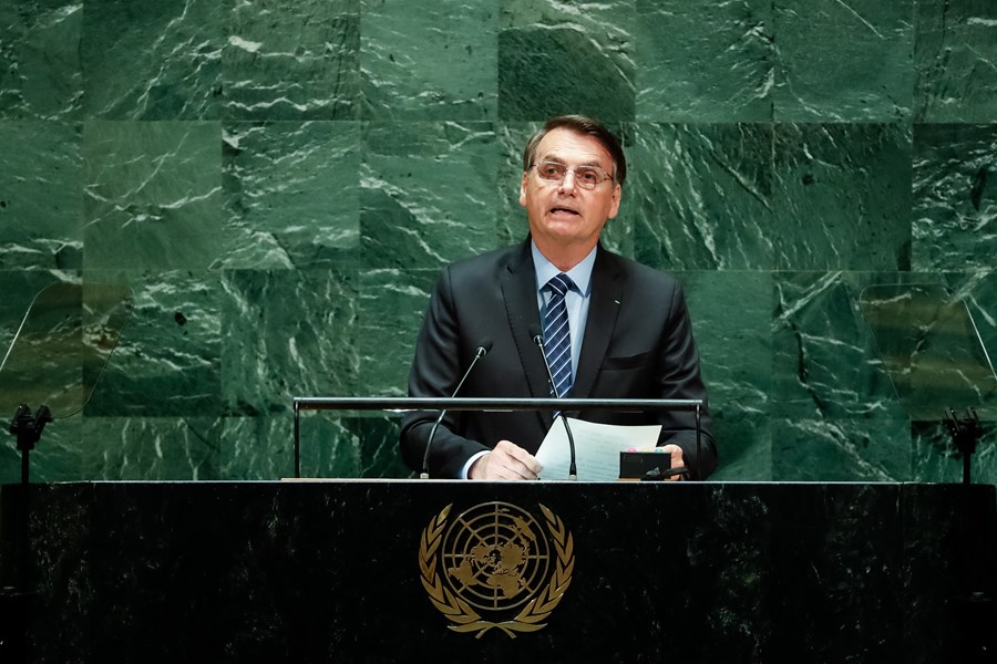 Jair Bolsonaro discursando na ONU