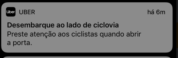 Notificação do app da Uber