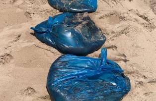 Limpurb atua para retirar novas manchas de óleo em praias de Salvador (SECOM/Salvador)