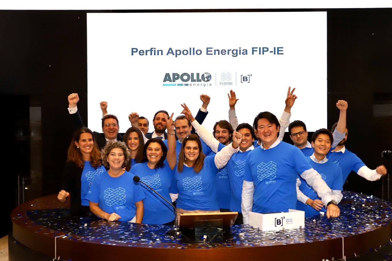 Equipe da Perfin comemora IPO do fundo Apollo. Crédito: DIvulgação