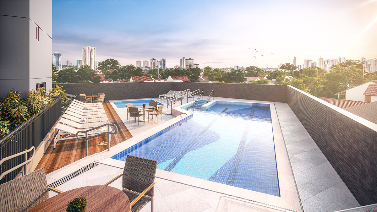 Perspectiva artística da piscina do Exclusive Tatuapé