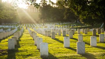 Sun sets over Arlington Cemetery