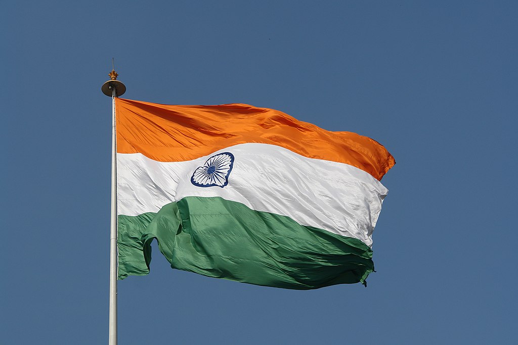 Bandeira da Índia (crédito: Wikimedia Commons)