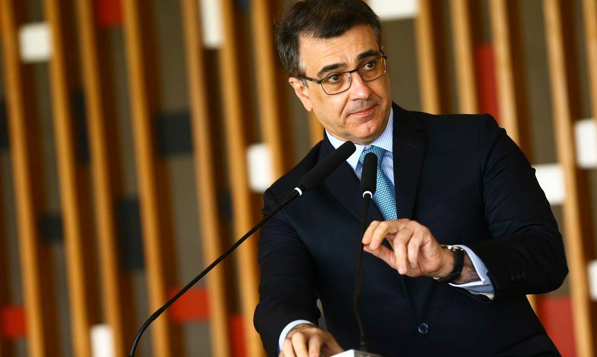 O ministro das Relações Exteriores do Brasil, Carlos França, durante assinatura de atos e declaração à imprensa com o ministro das Relações Exteriores do Paraguai, Euclides Acevedo, no Palácio Itamaraty.(Foto: Marcelo Camargo/Agência Brasil)