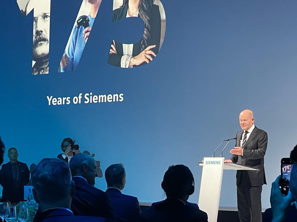 Olaf Scholz, chanceler da Alemanha, discursou em evento da Siemens
(Foto: Mariana Amaro)