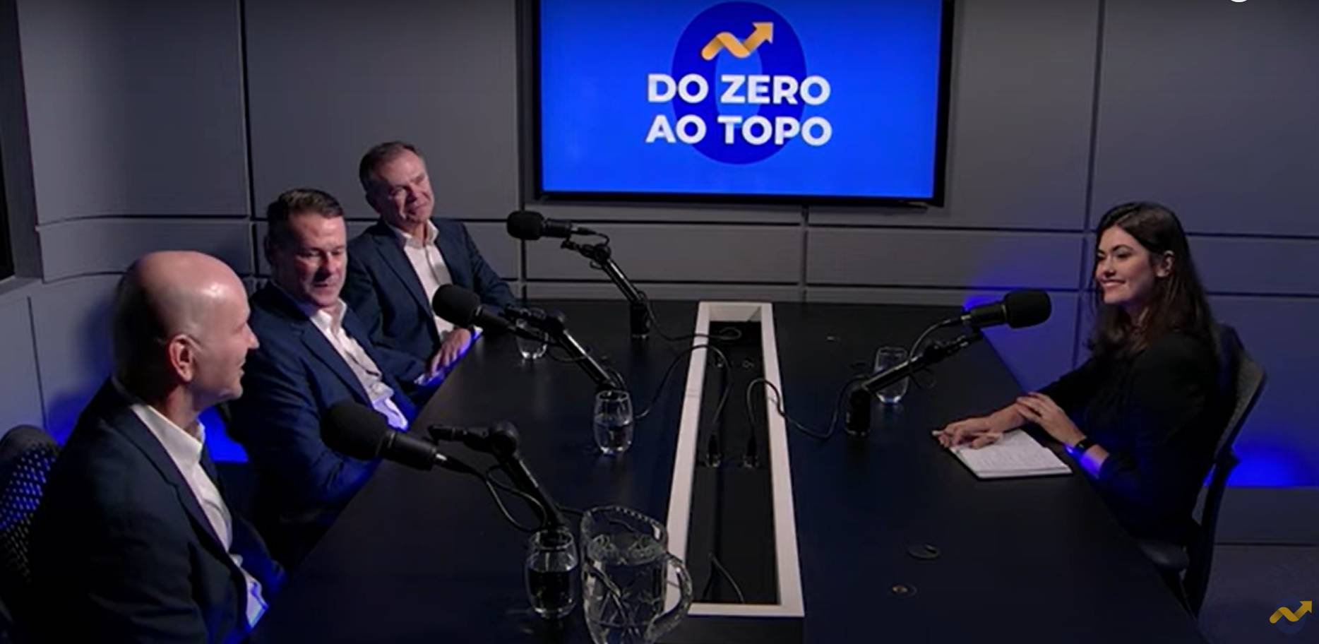 Alexandre, Fernando e RIcarod Heineck, irmãos e sócios, fundadores da Docile, em entrevista a Mariana Amaro para o podcast Do Zero ao Topo