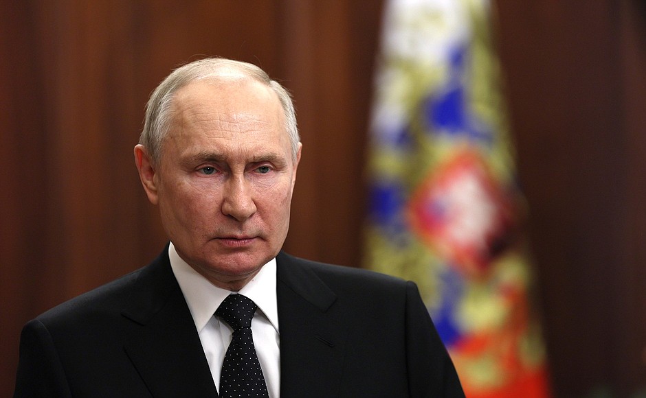 Presidente da Rússia, Vladimir Putin, durante discurso (Kremlin/Divulgação)