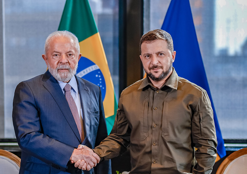 O presidente da República, Luiz Inácio Lula da Silva (PT), durante encontro com o presidente da Ucrânia, Volodymyr Zelensky, em Nova York (Foto: Ricardo Stuckert/PR)
