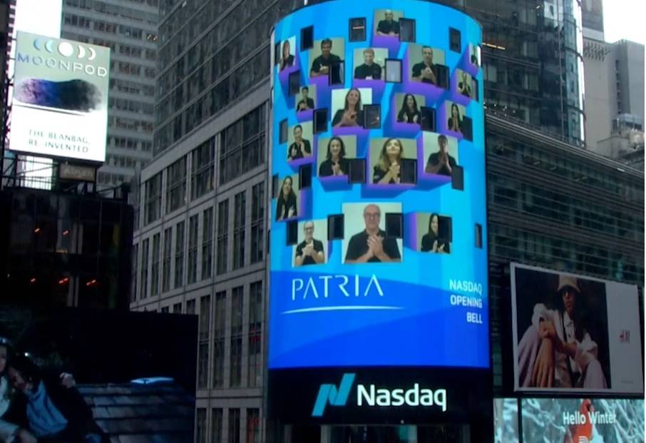 Pátria Investimentos no painel da Nasdaq (Reprodução)