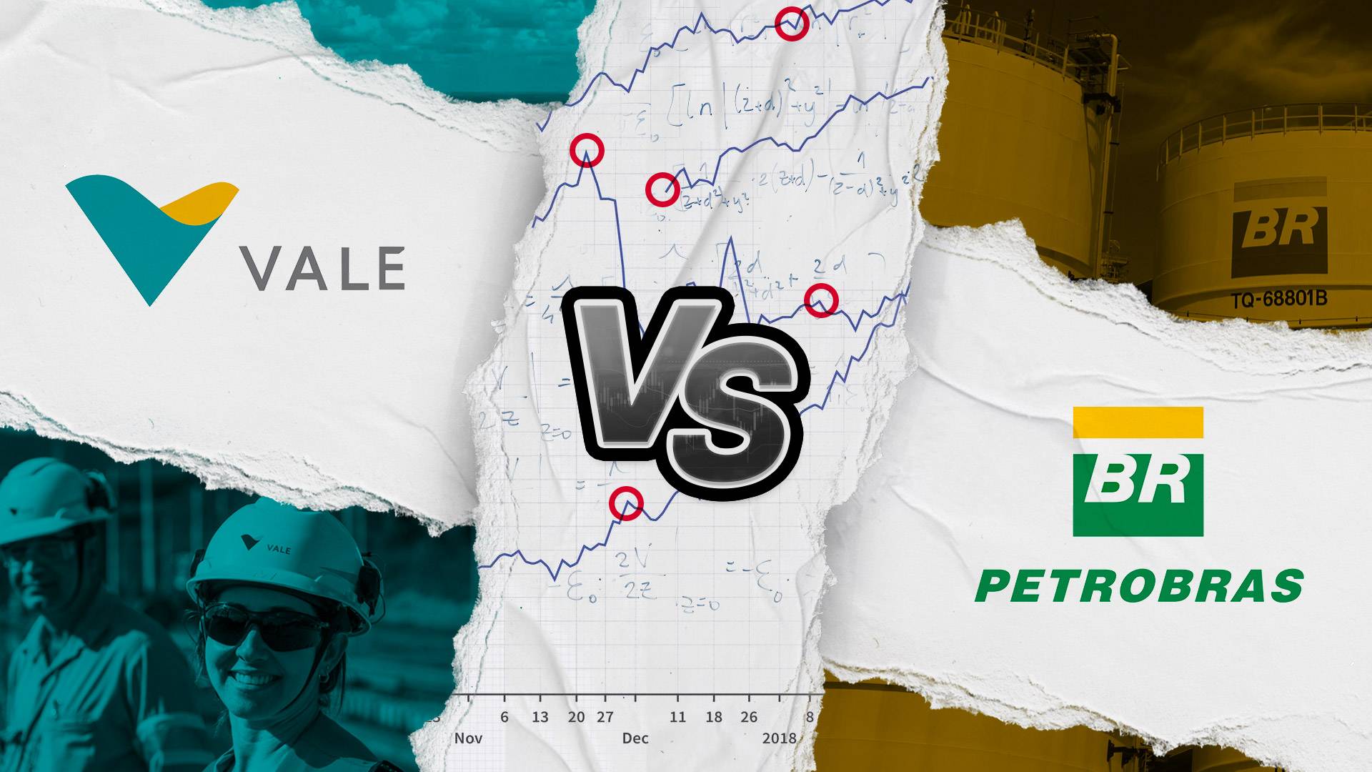 Batalha técnica de Ações: VALE3 versus PETR4. Arte: Leo Albertino / InfoMoney