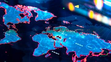 Foto de stock de Mapa Do Mundo em exibição digital