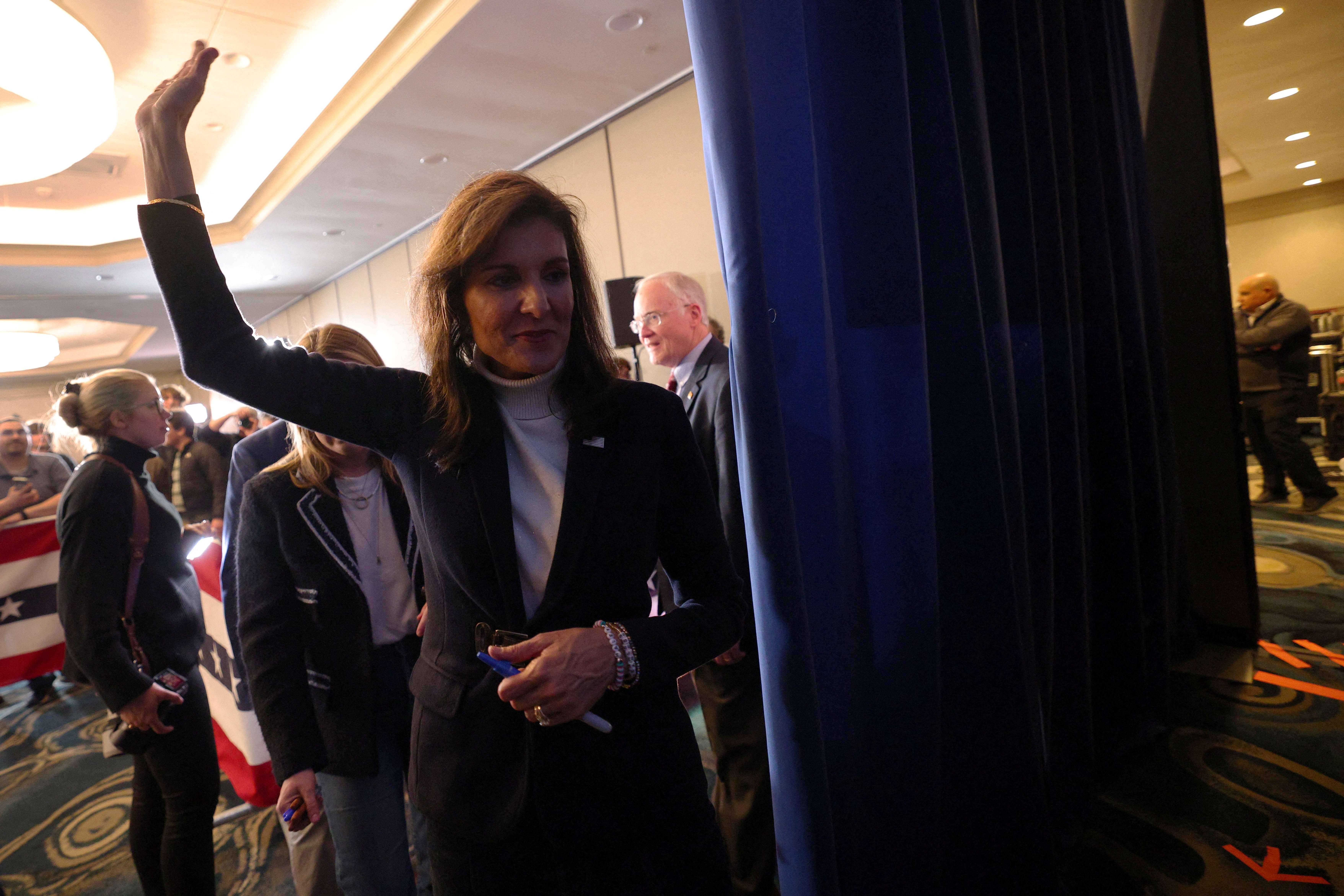 Nikki Haley em campanha em Vermont 3/3/2024 REUTERS/Brian Snyder