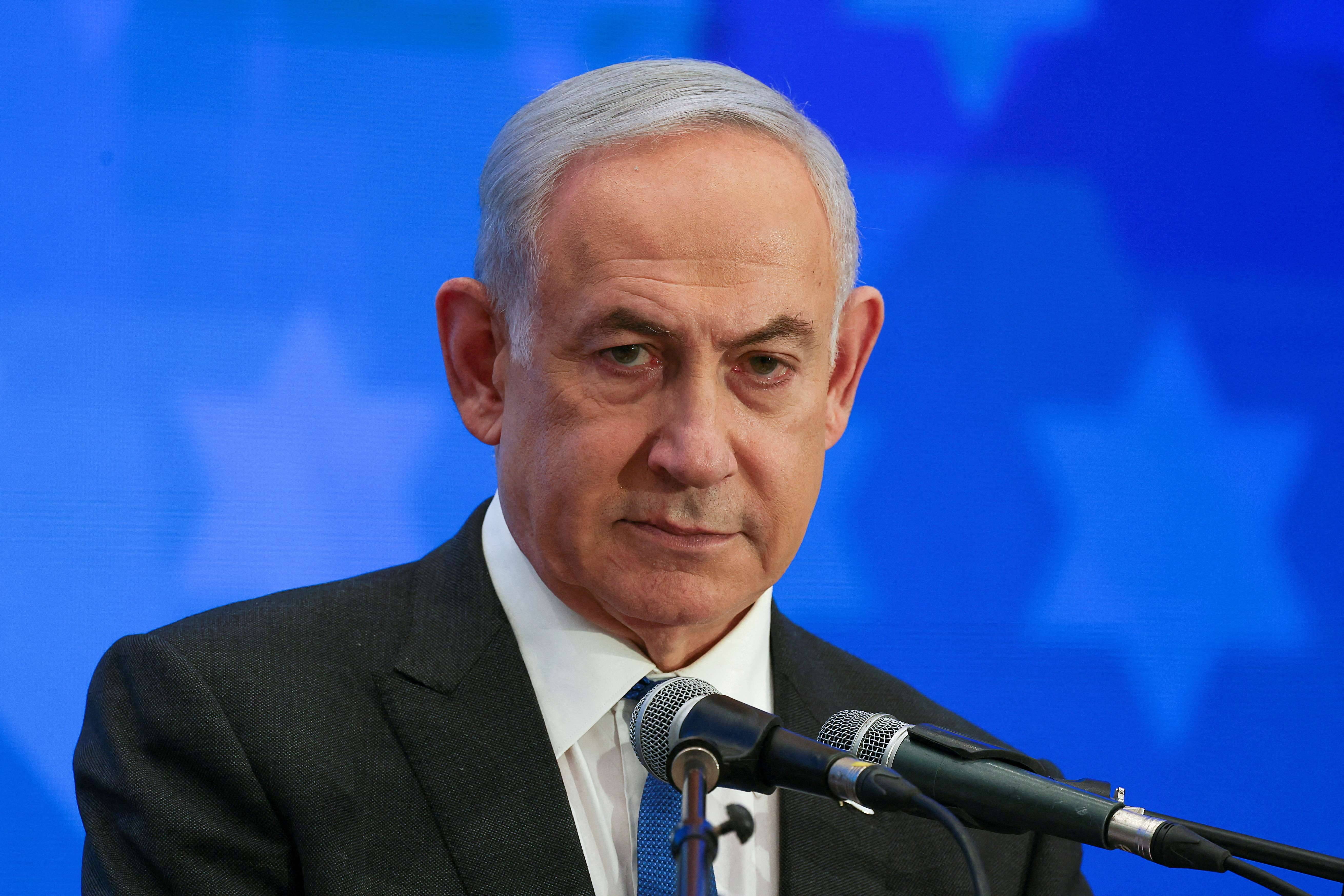 Benjamin Netanyahu em Jerusalém - 18/2/2024 (Reuters/Ronen Zvulun)