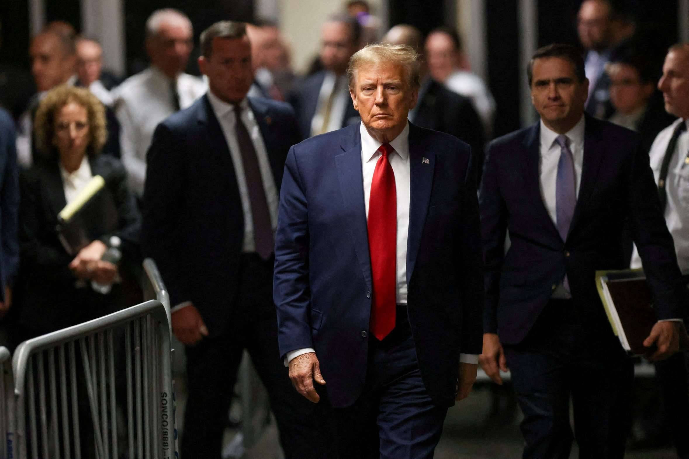 O ex-presidente Donald Trump em Nova York  em Nova York  - 15/2/2024 (Reuters/Andrew Kelly)
