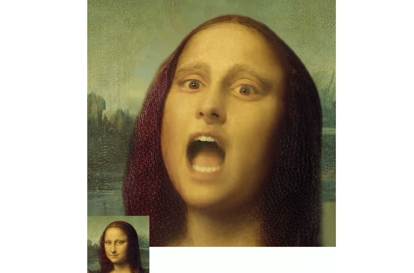 Mona Lisa cantando rap com áudio da atriz Anne Hathaway. Fonte: Microsoft/ Reprodução