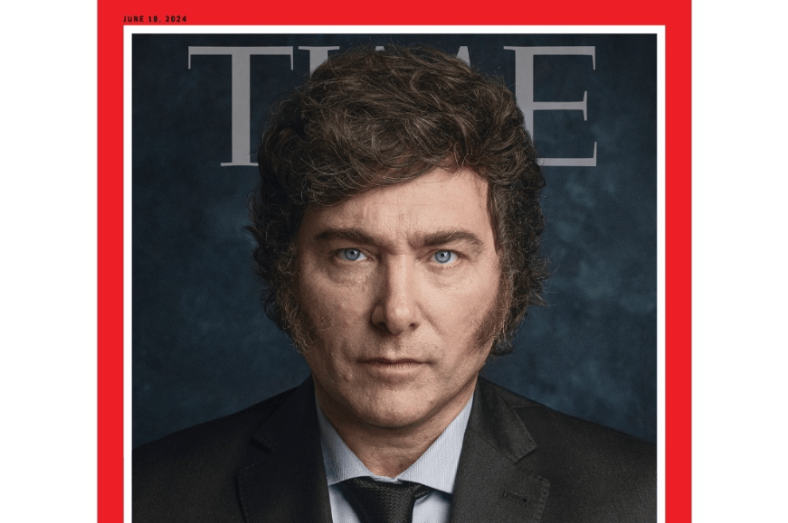 Capa da revista Time com Javier Milei (Reprodução/Time)