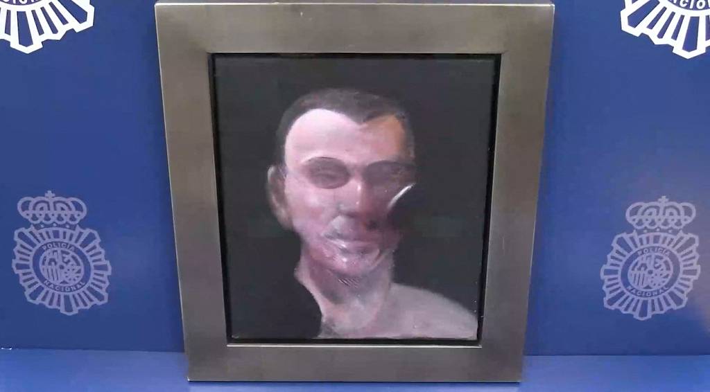A gravura de Francis Bacon recuperada na Espanha (Reprodução/X/Policía Nacional)