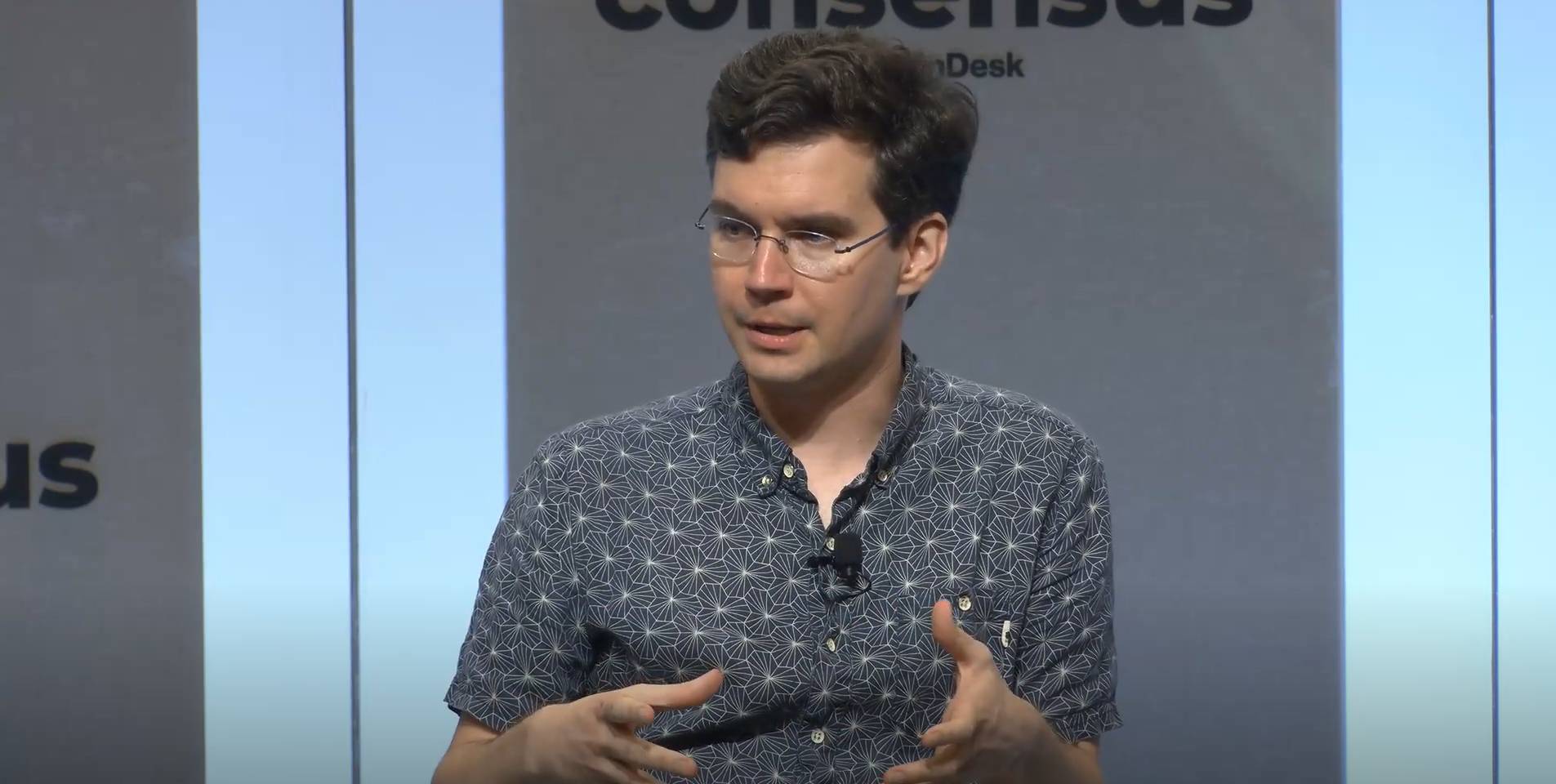 Austin Federa, head de estratégia da Solana Foundation, durante participação na Consensus 2024 (Foto: Paulo Barros/InfoMoney)