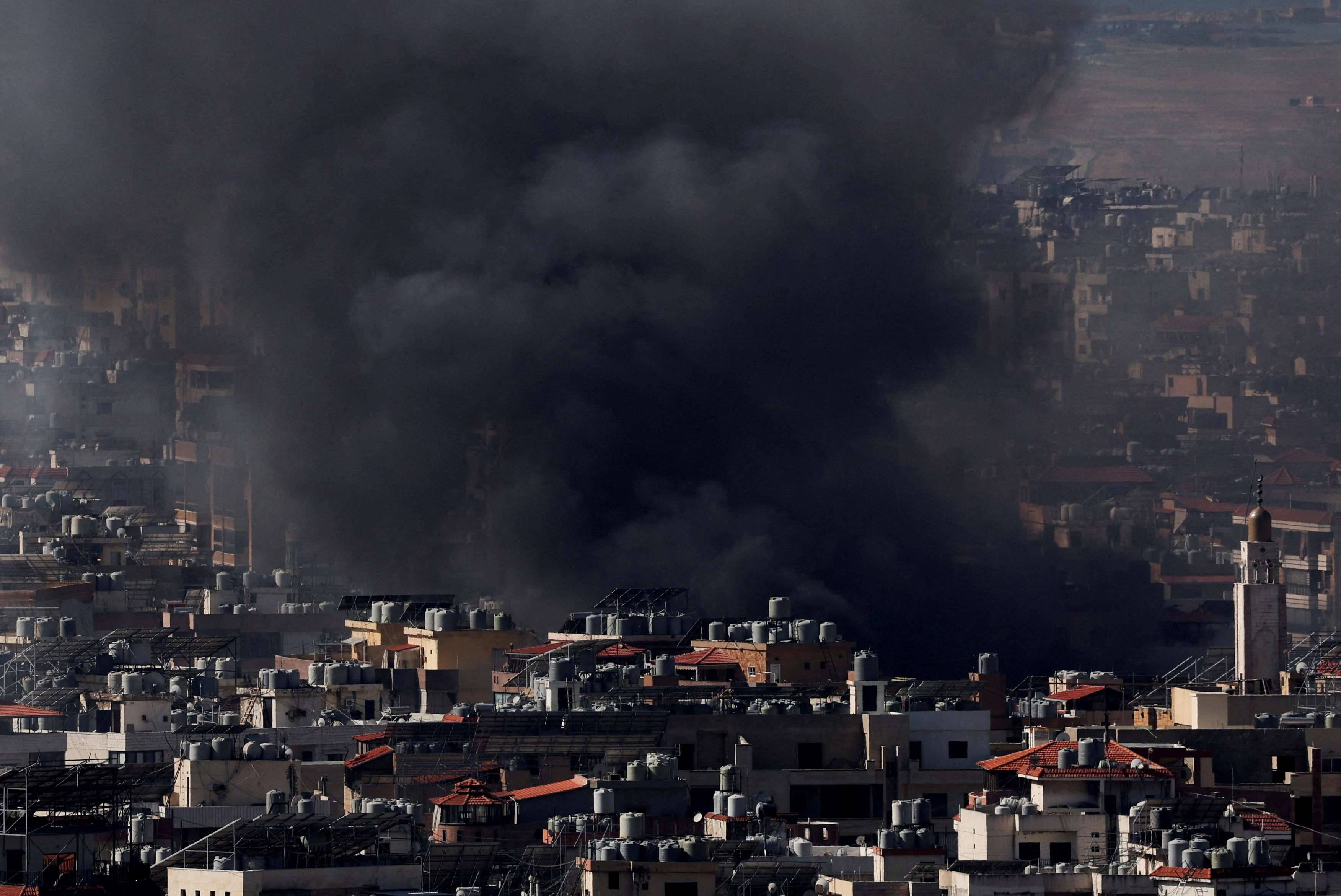 Fumaça no sul do Líbano após ataque israelense - 03/10/2024 (Foto: Amr Abdallah Dalsh/Reuters)