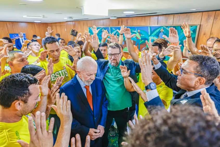 O presidente Luiz Inácio Lula da Silva (PT), durante cerimônia com evangélicos no Palácio do Planalto (Foto: Ricardo Stuckert/PR)