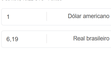 Google com dólar a R$ 6,19
