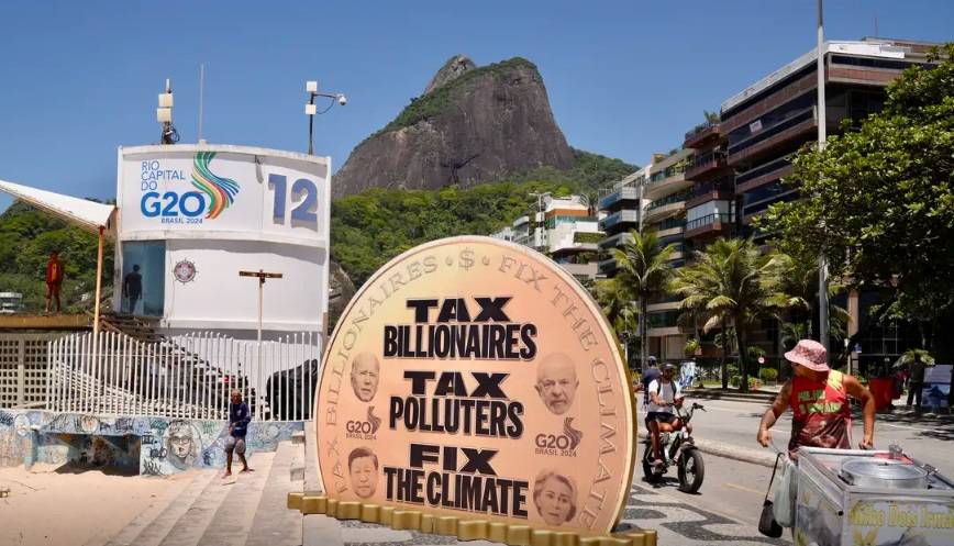 Protesto no G20 pede taxação internacional dos super-ricos (Foto: Thiago Dezan/Divulgação)