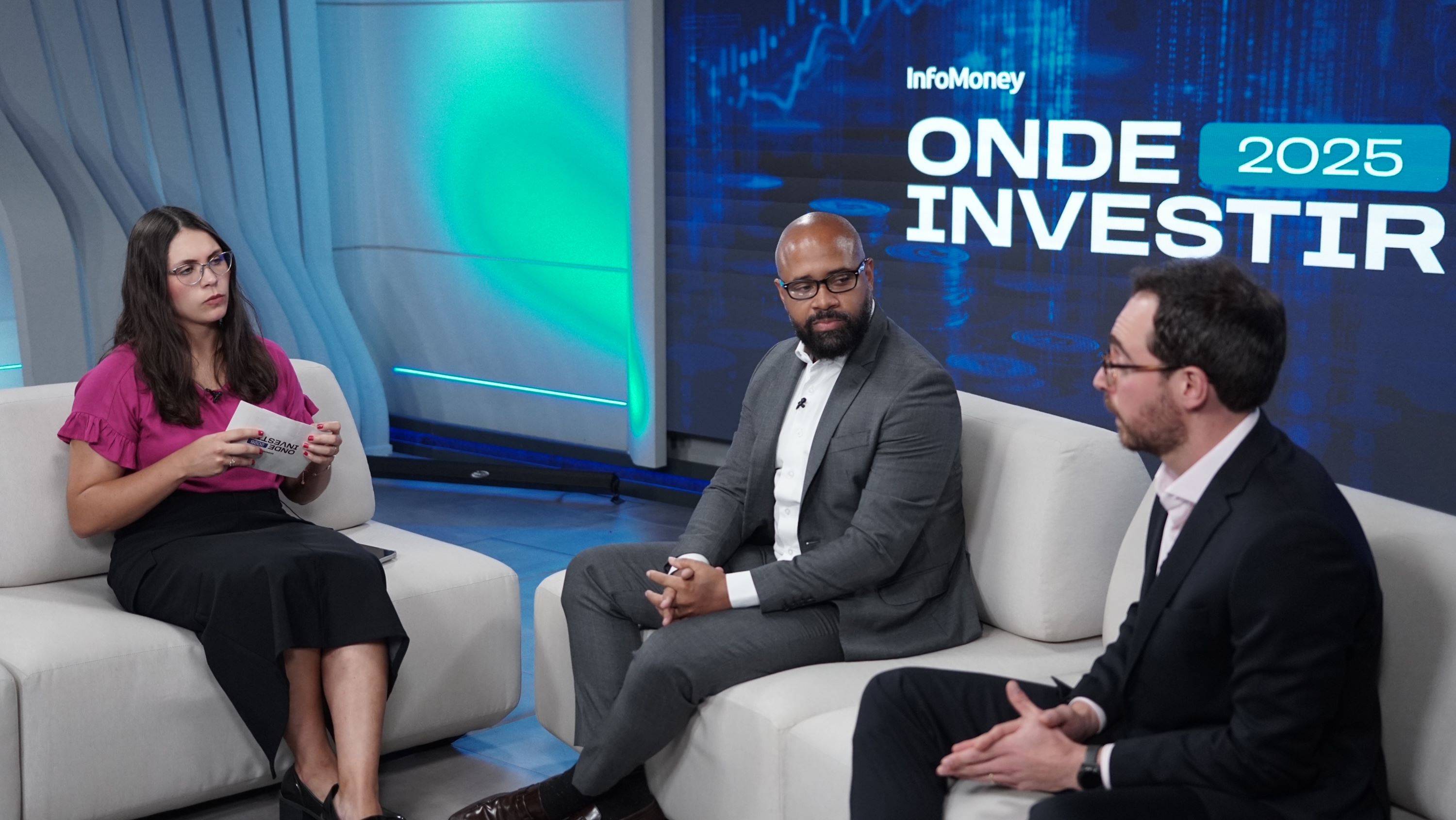Marcos Macedo, da Faros Multi Family Office, e Pedro Falcone, do Mattos Filho, participam de painel sobre herança e sucessão no Onde Investir 2025 (Foto: InfoMoney)
