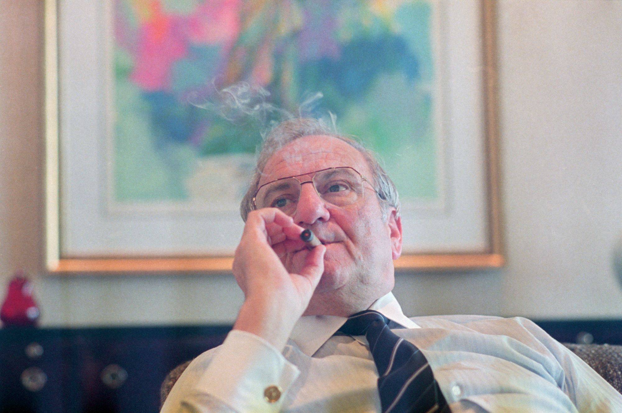 O então presidente da Chrysler Corporation, Lee Iacocca, em entrevista à United Press International - 04/08/1989 (Foto: Bettmann/ Getty Images)