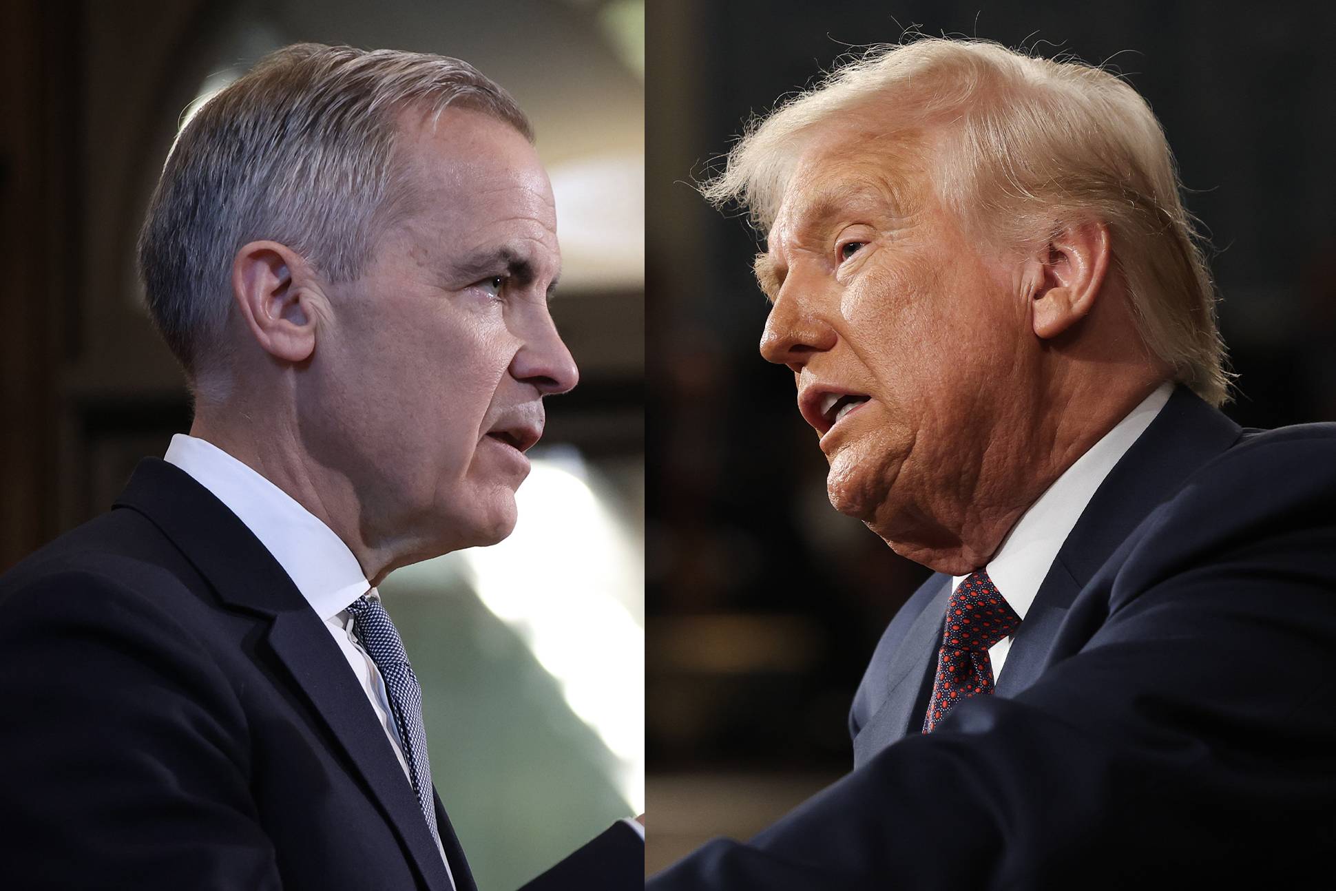 Mark Carney and Donald Trump (David Kawai/Bloomberg e Win McNamee/Getty Images)