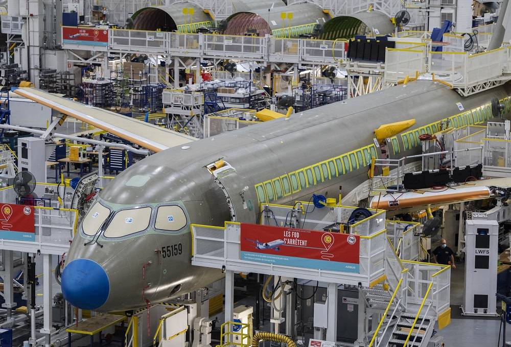 Montagem do Airbus A220. Fotógrafo: Graham Hughes/Bloomberg