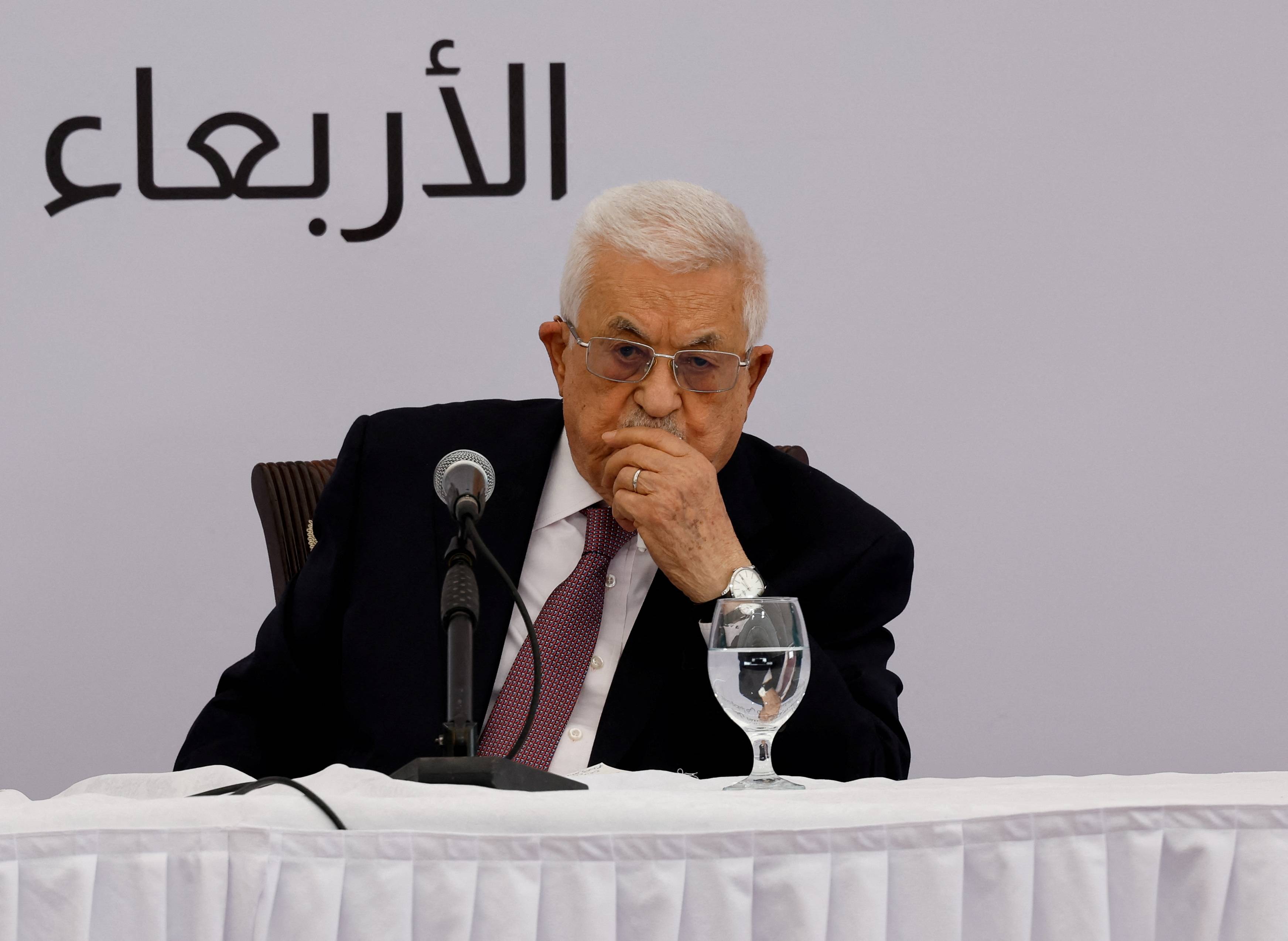 Presidente palestino Mahmoud Abbas em Ramallah
 14/5/2025   REUTERS/Mohammed Torokman