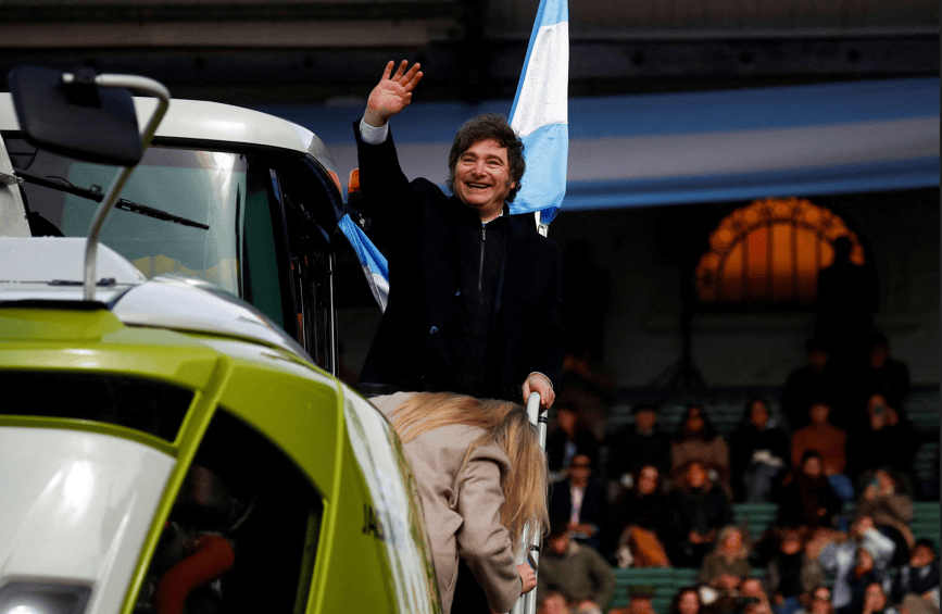 O presidente da Argentina, Javier Milei, durante evento da Sociedade Rural argentina em Buenos Aires - 26/07/2025 (Foto: REUTERS/Matias Baglietto)

