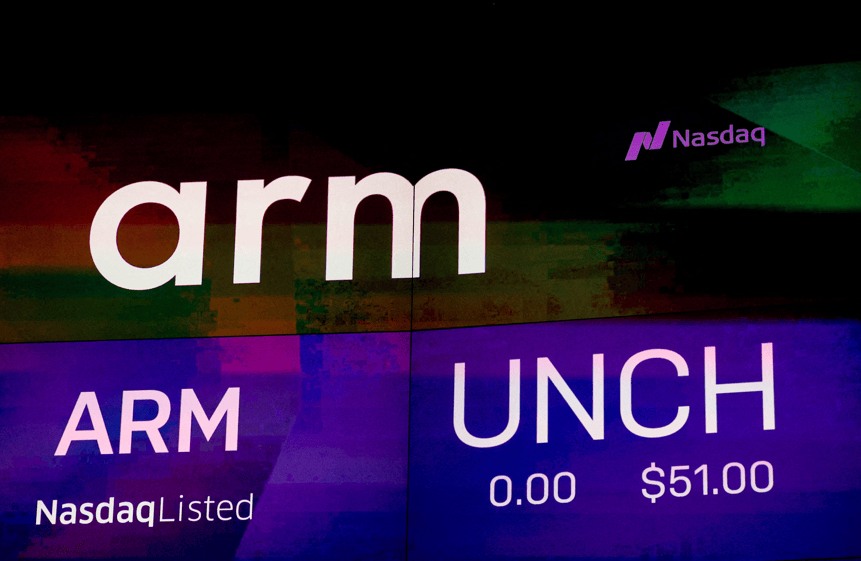 Logo da Arm na Nasdaq em Nova York
