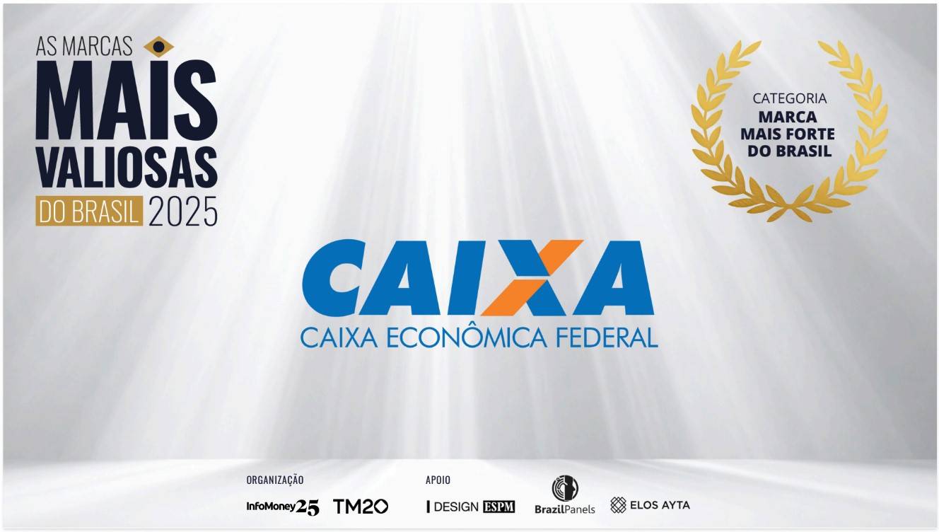 Caixa entre As Marcas Mais Valiosas do Brasil em 2025. Arte: InfoMoney