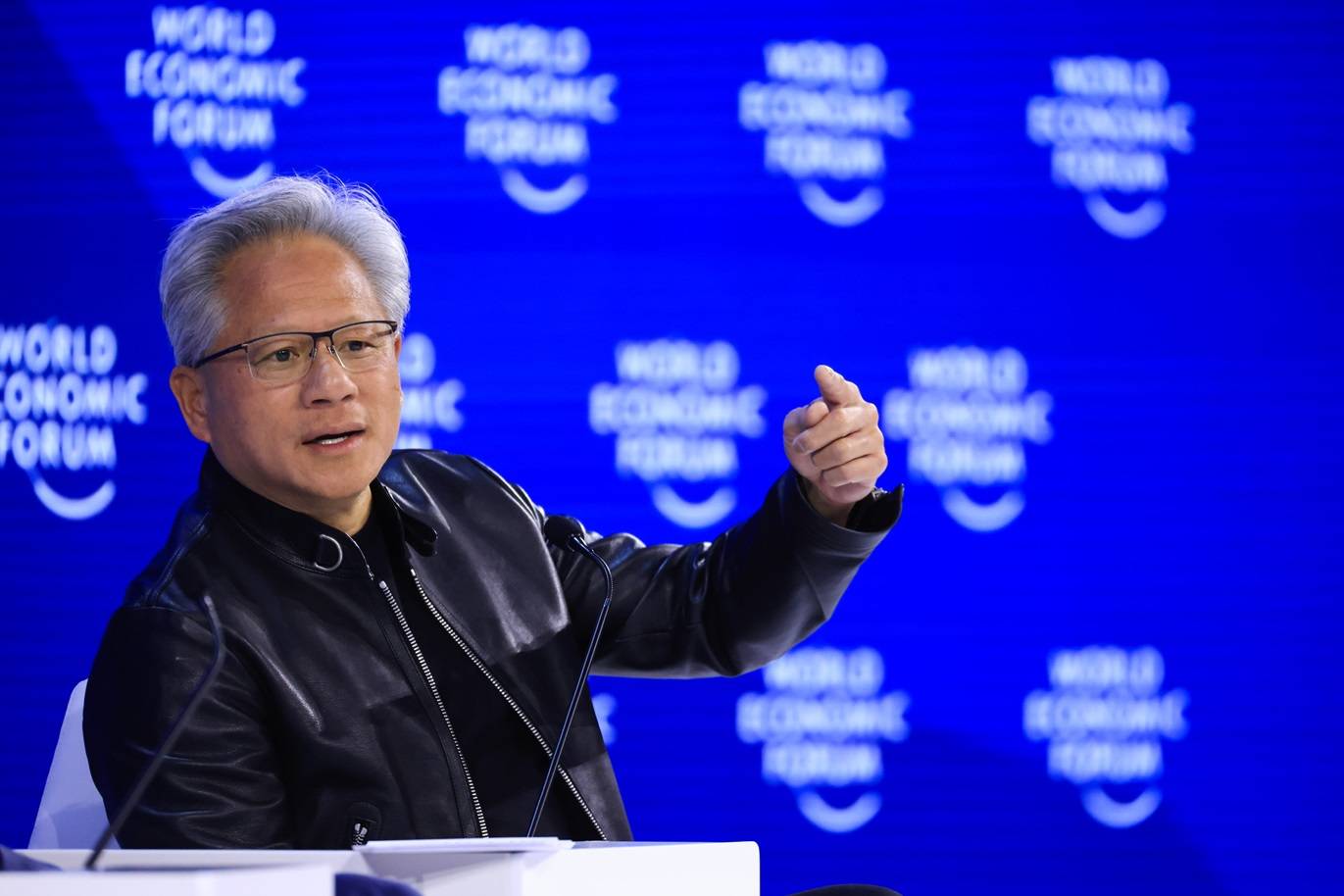 O CEO da Nvidia, Jensen Huang, durante o Fórum Econômico Mundial em Davos, na Suíça, em 21 de janeiro.

Fotógrafo: Krisztian Bocsi/Bloomberg
