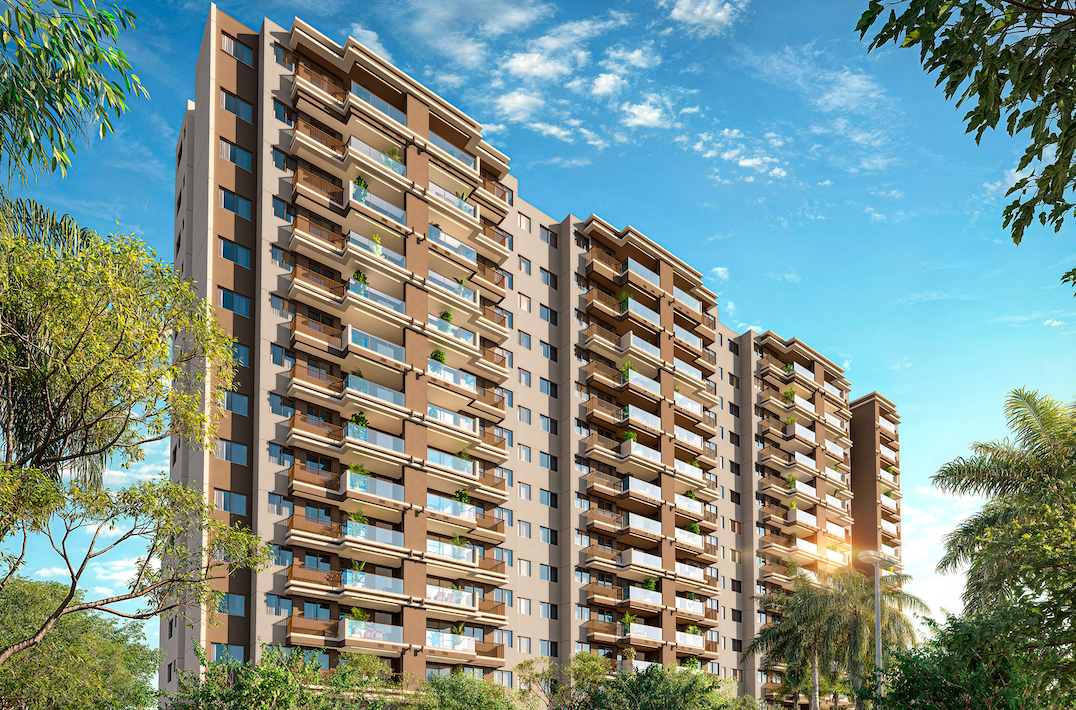 Fachada do In The Park Cidade Jardim, novo residencial da Cyrela localizado no bairro de  Cidade Jardim/Divulgação.