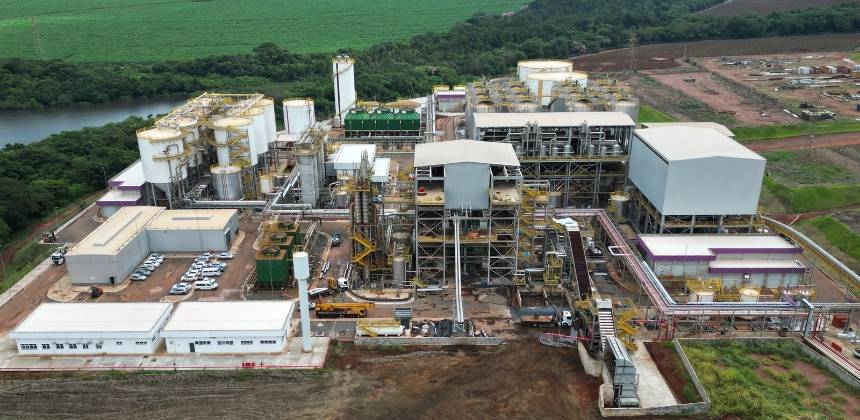 Planta de Etanol de Segunda Geração (E2G) da Raízen no Parque de Bioenergia Bonfim, em Guariba (SP) (Foto: Divulgação)