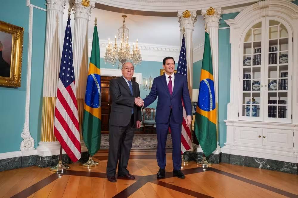 Marco Rubio e Mauro Vieira após reunião em 13 de novembro de 2025 — Foto: Reprodução/X