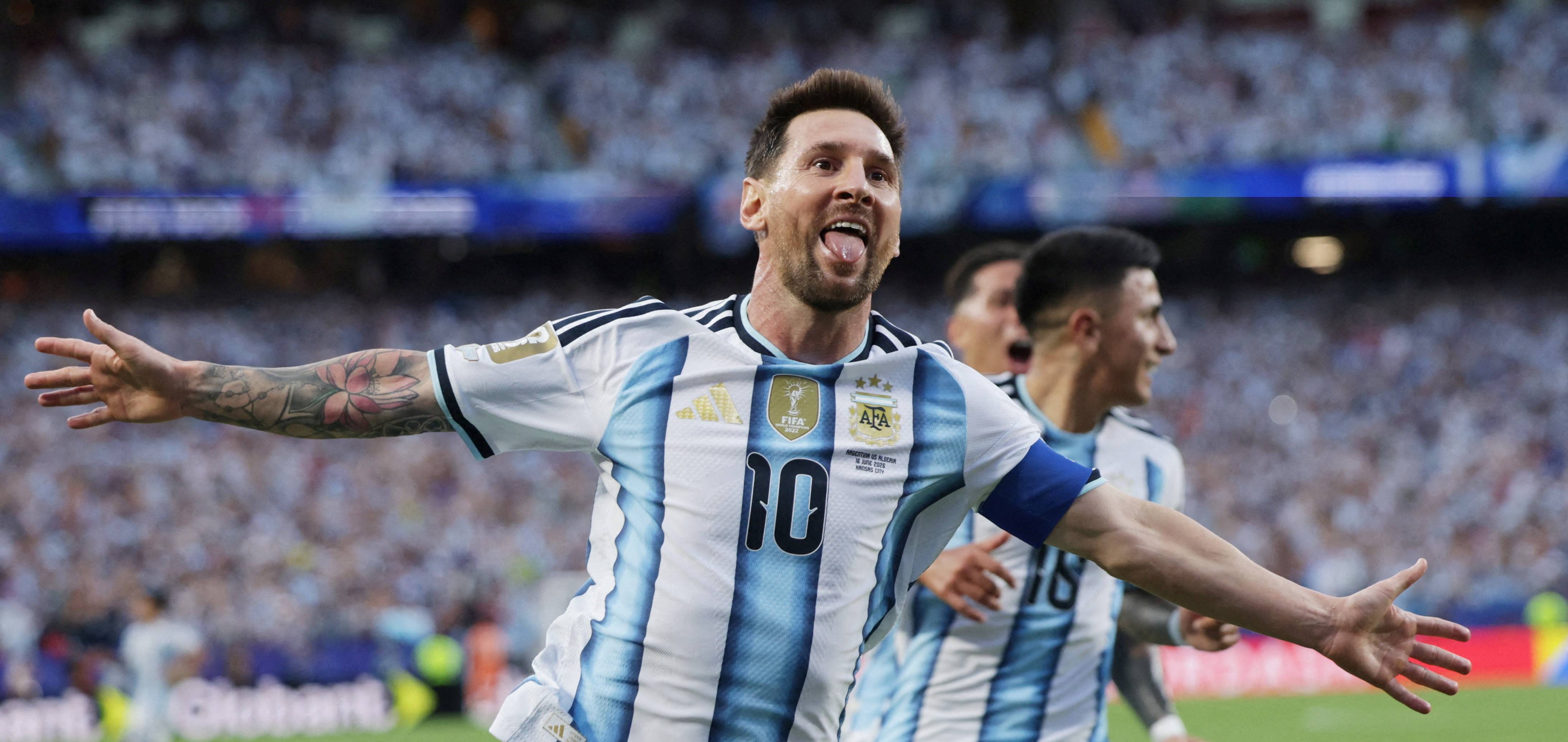 Lionel Messi, da Argentina, comemora ao marcar o primeiro gol
16 de junho de 2026 REUTERS/Claudia Greco