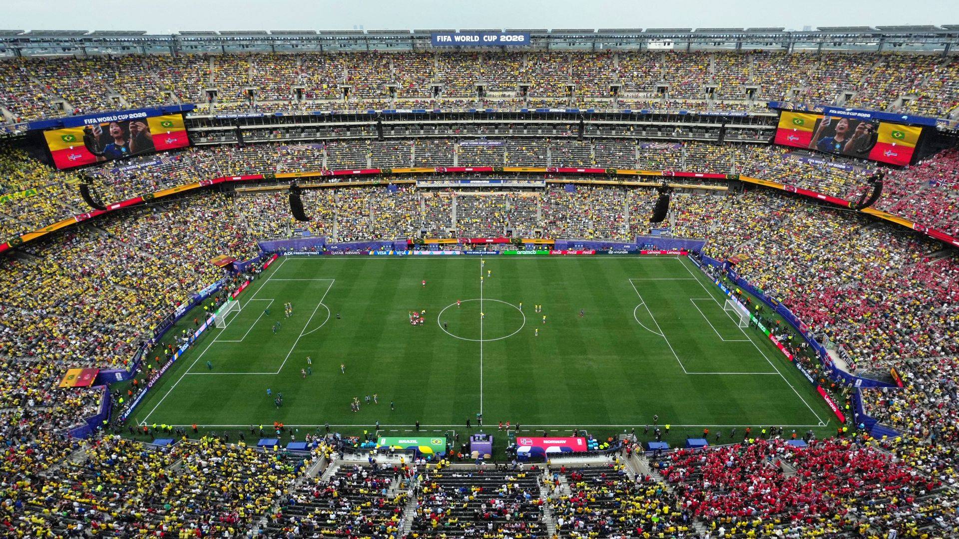 Vista geral do interior do estádio antes do segundo tempo de Brasil x Noruega pela Copa do Mundo. (Foto: REUTERS/Omar Aziz