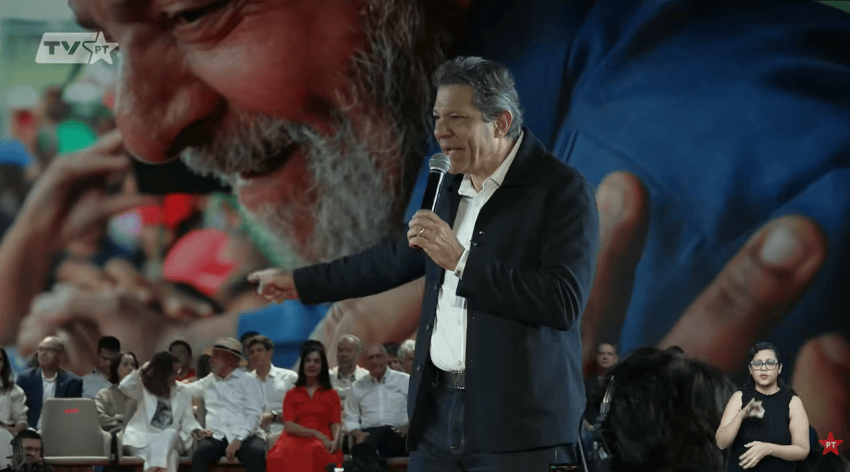 Fernando Haddad na convenção do PT para candidatura de Lula (Reprodução/Youtube)