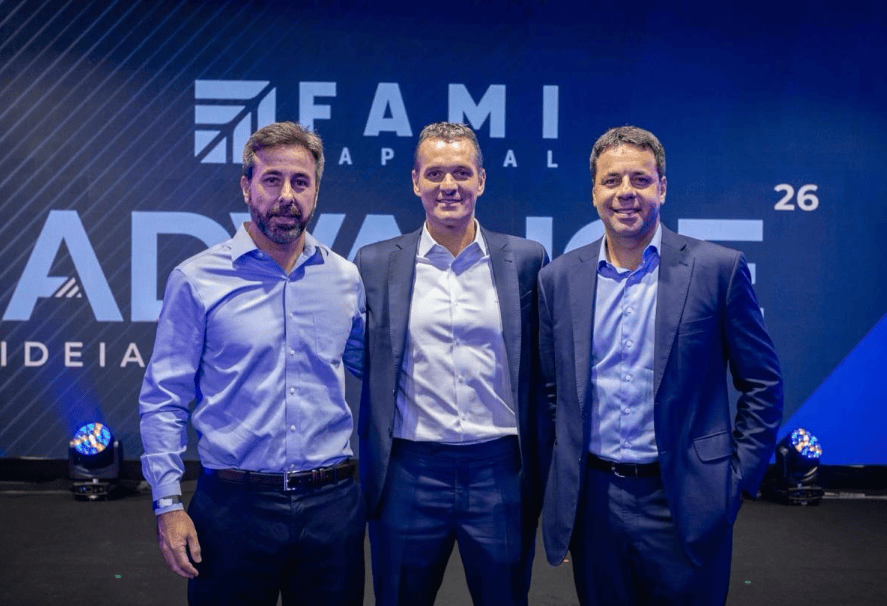 Samy Botsman (direita), Felipe Bichara e Mauro Silveira, sócios da Fami Capital (Crédito: divulgação)