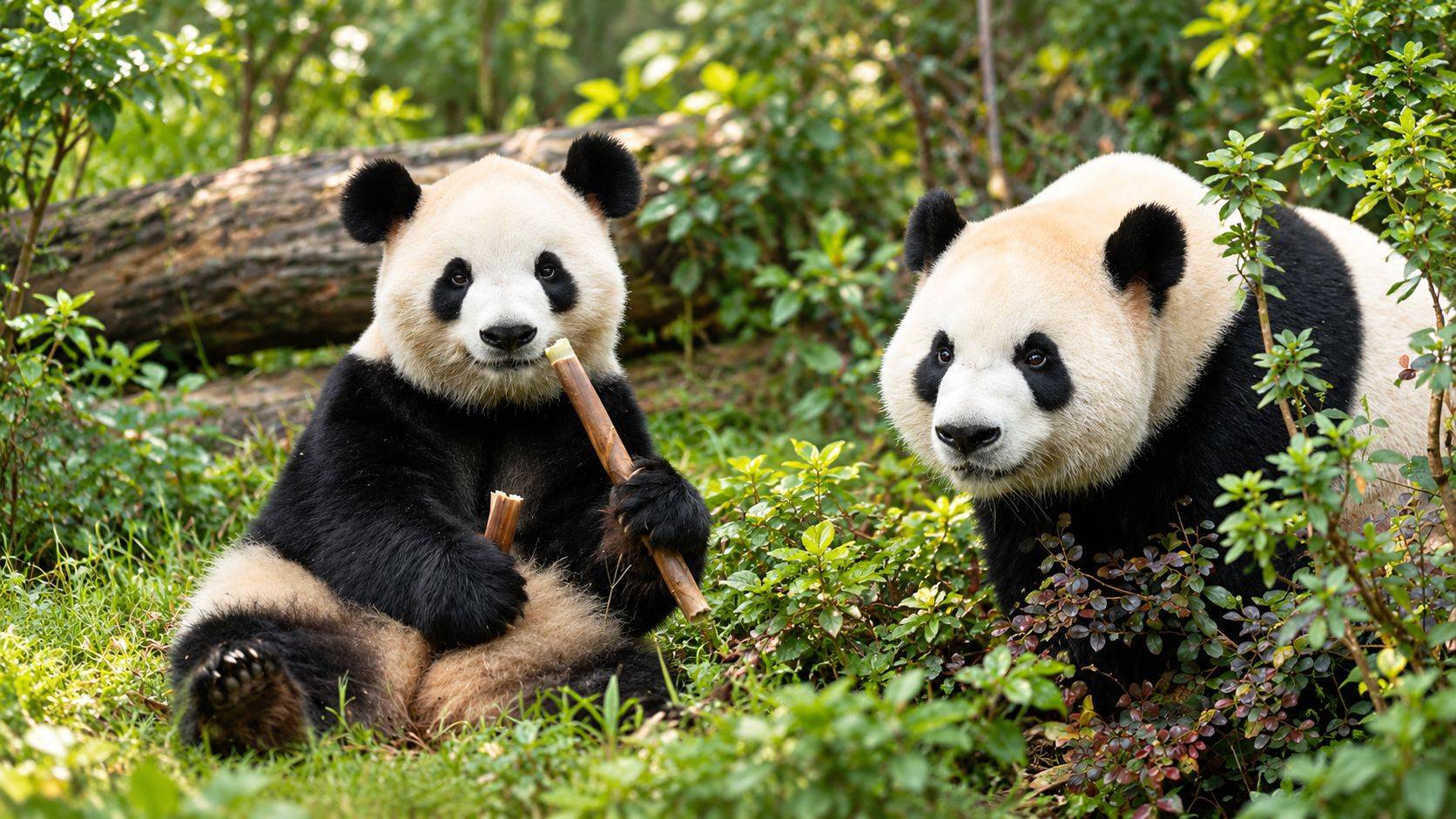 Montagem com os pandas Ping Ping e Fu Shuang, novos moradores do Zoo Atlanta